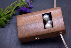 Organ Wood Pendant with White, Silver and Grey Pearls